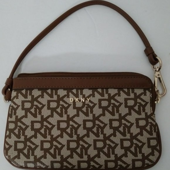 DKNY Donna Karen Bryan Item Wristlet Clutch Bag Brown - Picture 8 of 11